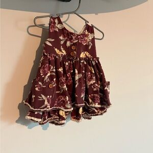 SweetHoney Burgundy and Cream Sleeveless Twirl Baby Dress 12 month